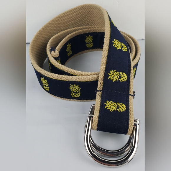 Brooks Brothers Cool Pineapple Golf Ribbon D-Ring Belt - Size L - GUC - Picture 1 of 11